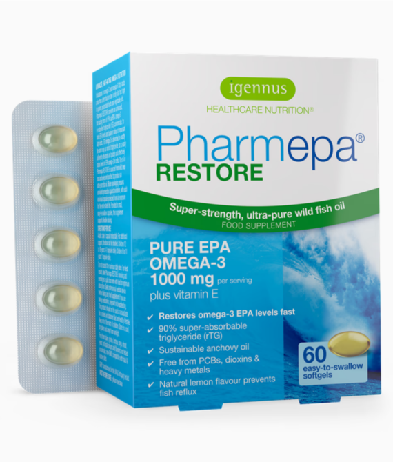 Igennus Healthcare Nutrition Pharmepa Restore High-Absorption Pure EPA Omega-3 Fish Oil 1000mg, IFOS Certified, 60 Softgels
